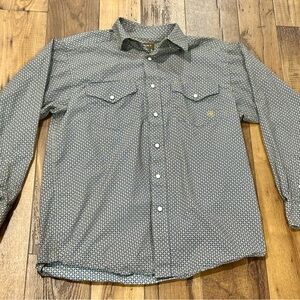 Ariat Men's Patterned Dress Shirt - Blue and Gold